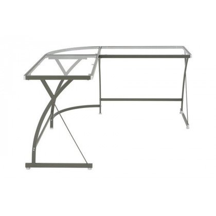 ACME Janison Computer Desk - Clear Glass and Silver Finish