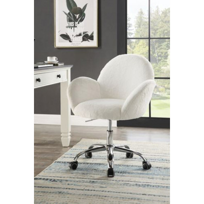 ACME - Jago Office Chair in White Lapin/Chrome
