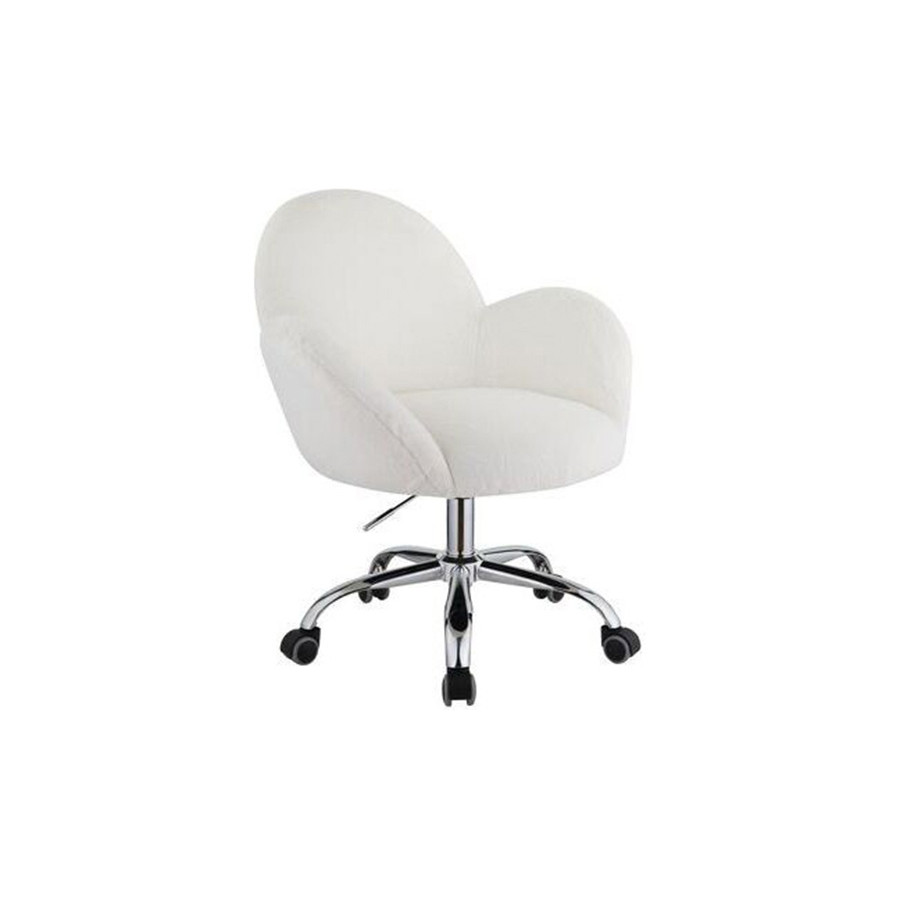 ACME - Jago Office Chair in White Lapin/Chrome