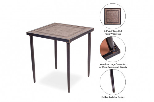 Agio™ - 24" X 24"  Faux Wood  Top Chat Table