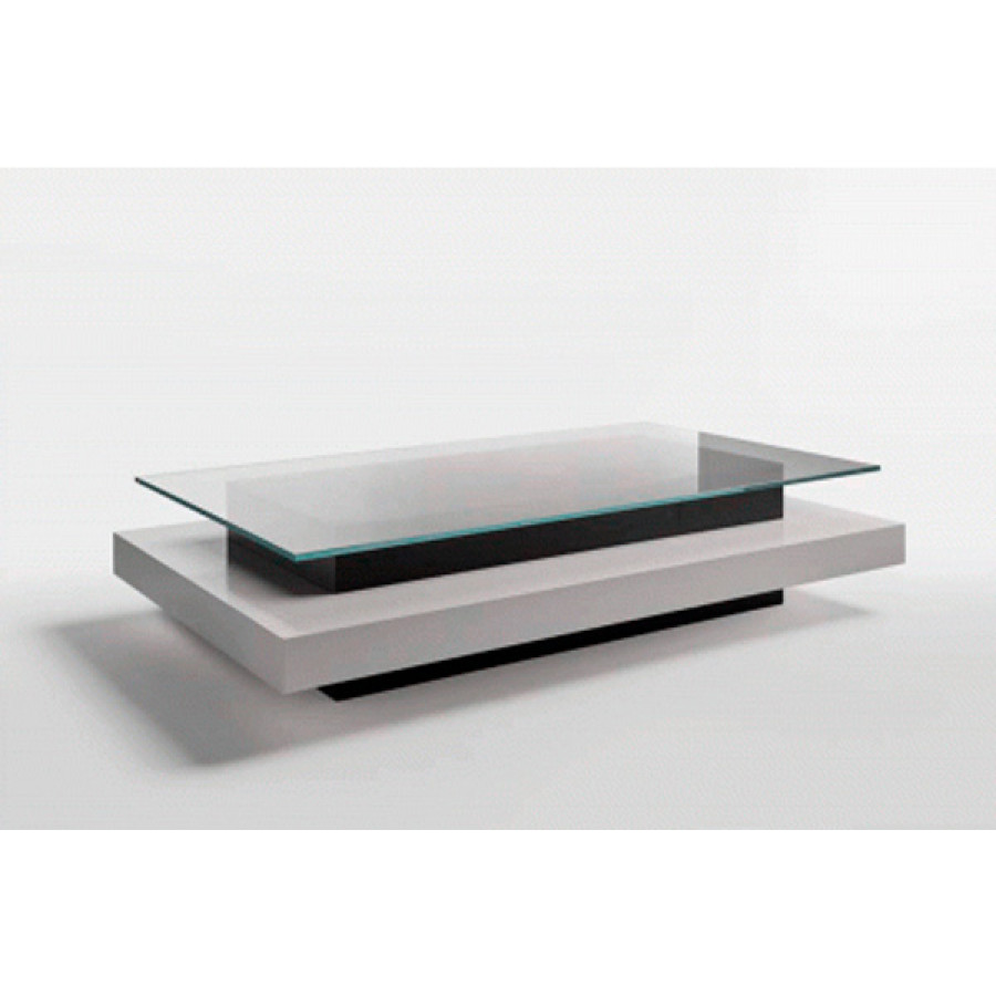 Alexandra - Detroit Rectangled Coffee Table in Cracked Beige/Matt Ebony