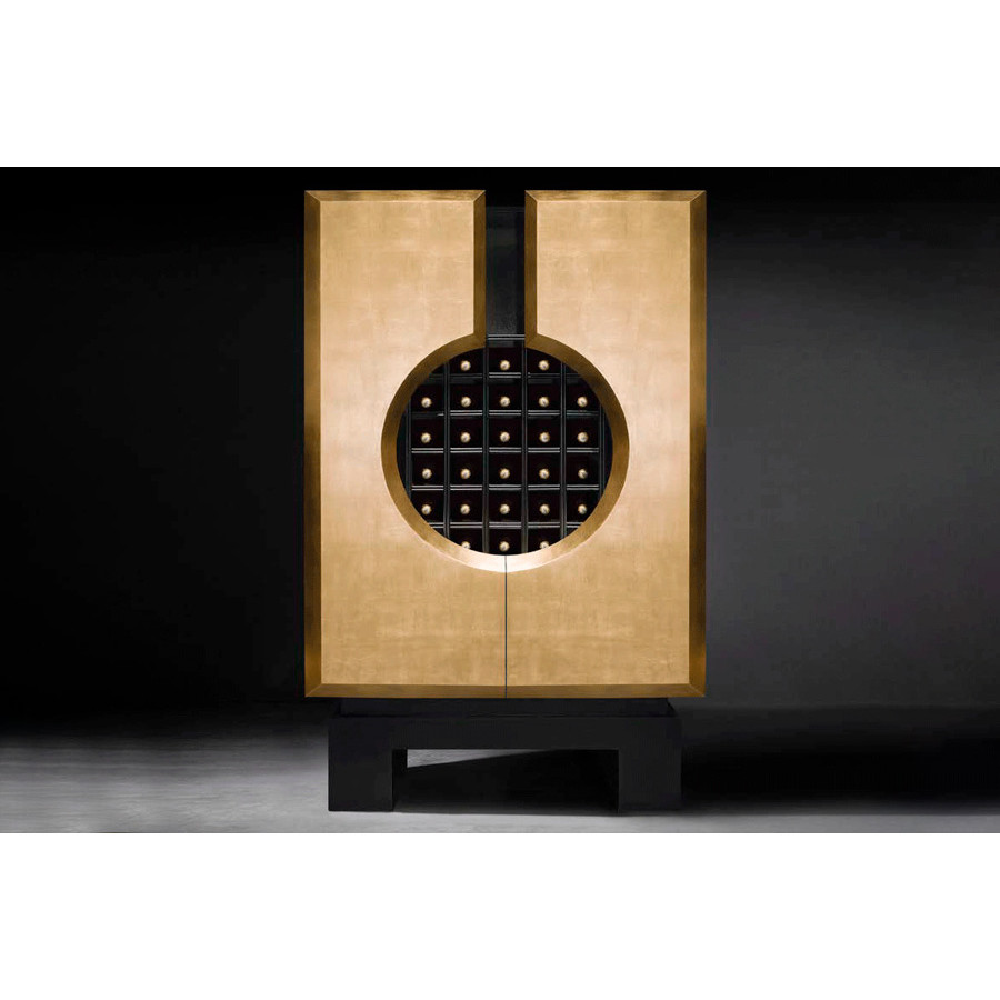 Alexandra - Regenta Rectangled Cabinet in Black/Gold