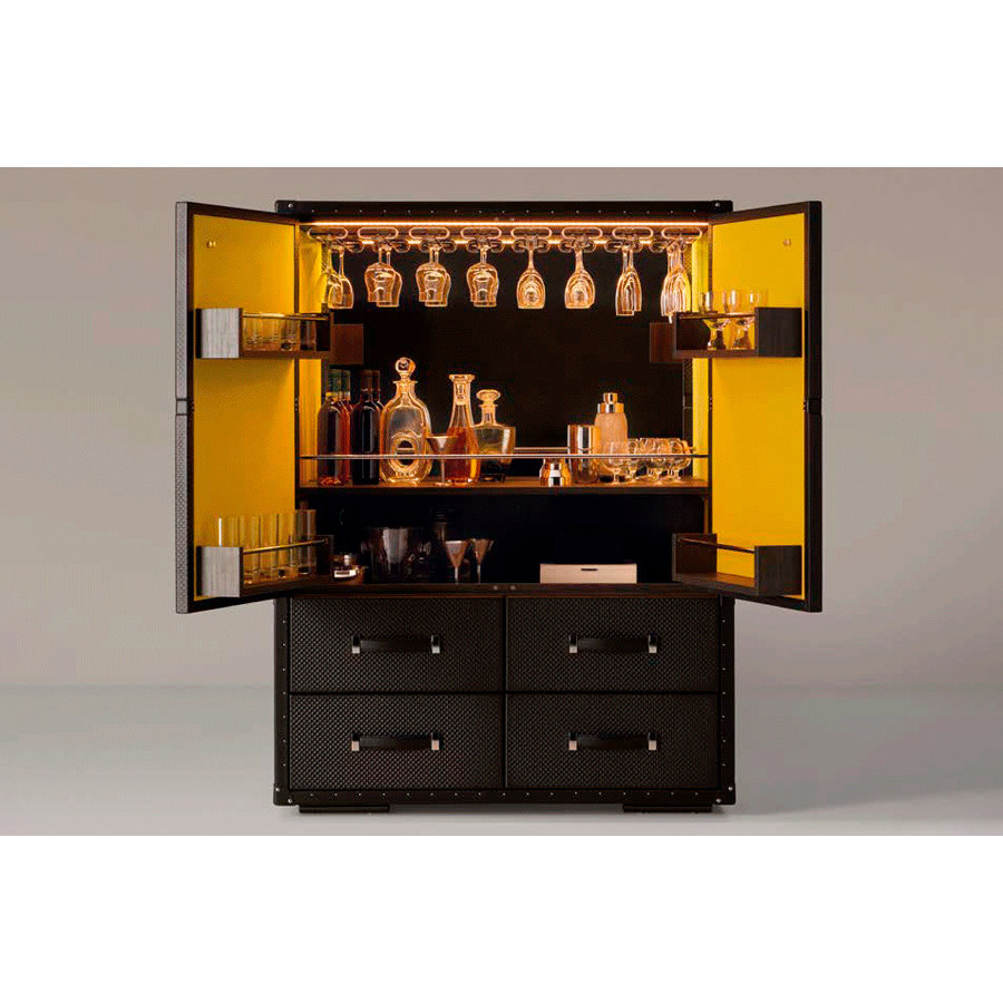 Alexandra - Traveler Rectangled Cabinet with Leg Lighting in Leather 93