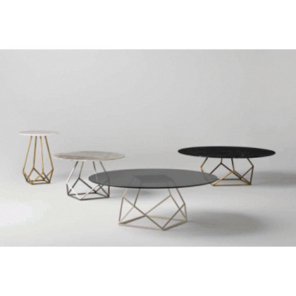 Alexandra - Annette Oval Coffee Table in Antique Nickel, Amsterdam Gray Marble