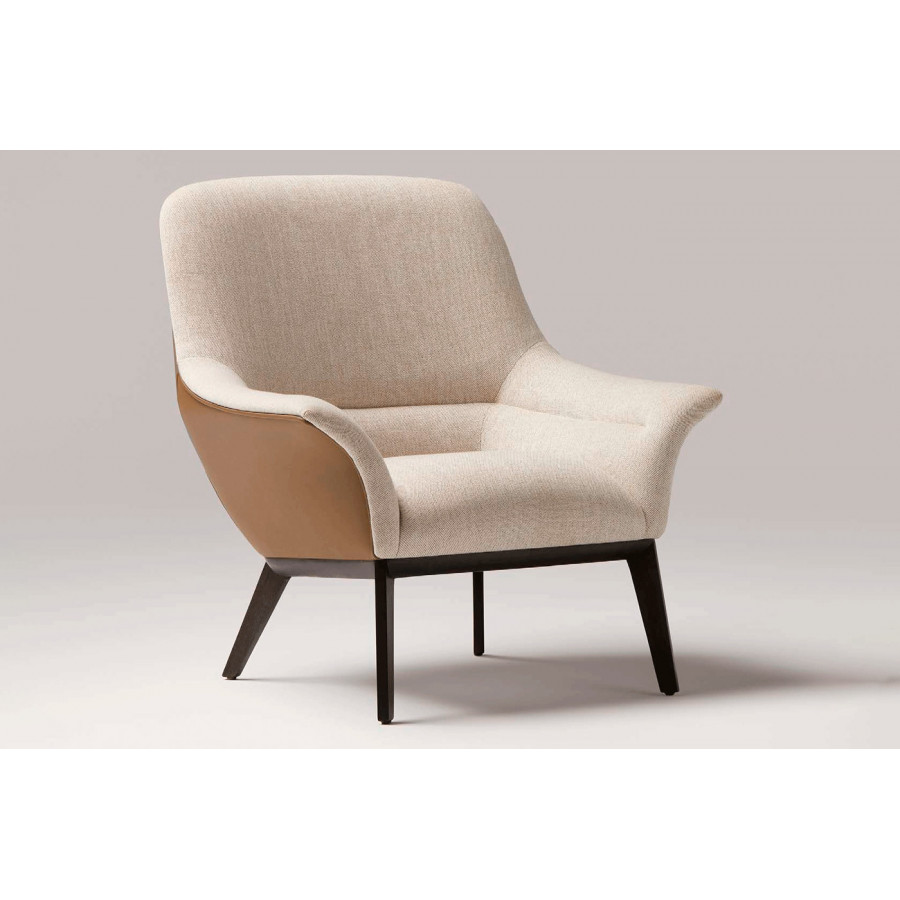 Alexandra - Palma Stationary Solid Print Armchair in Midnight Noche, Flared Arms