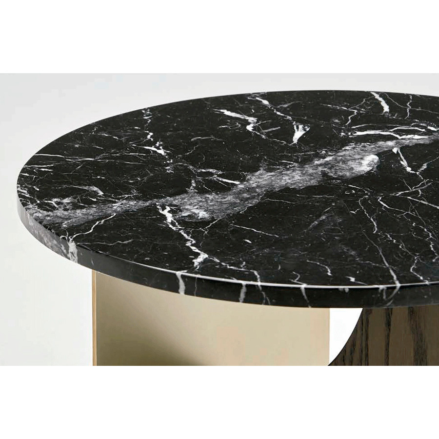 Alexandra - Coro Round Side Table in Tobacco, Black Marquina Marble