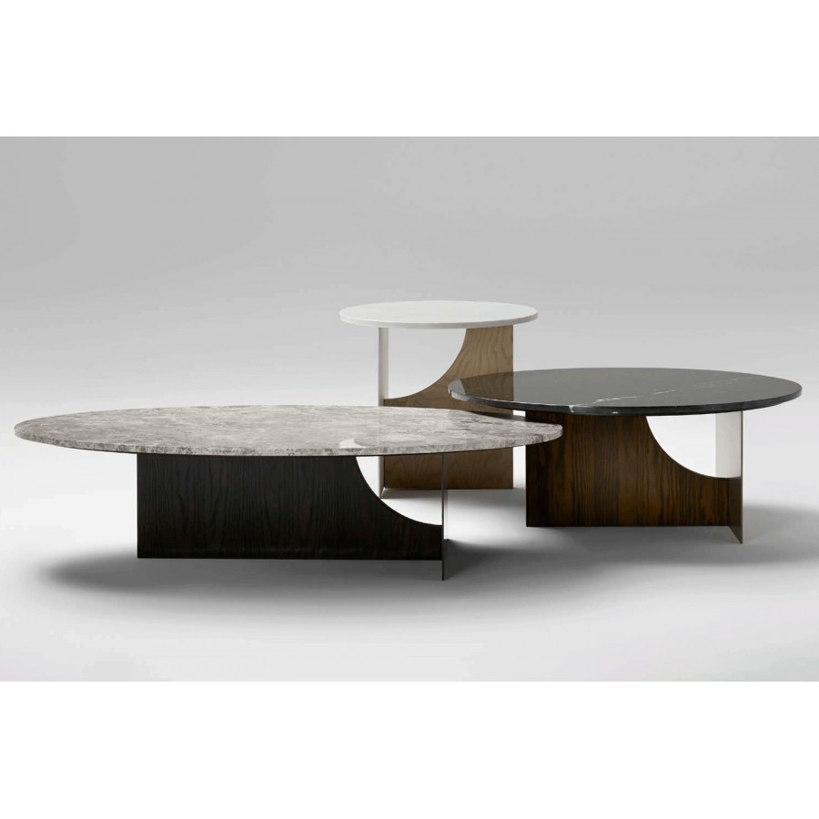 Alexandra - Coro Round Coffee Table in Tobacco, Black Marquina Marble