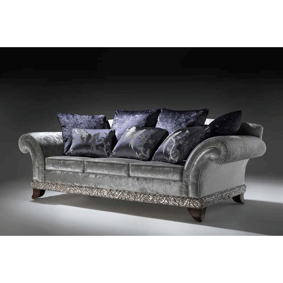 Alexandra Randa Stationary Solid Print Sofa - Orly Piedra, Flared Arms