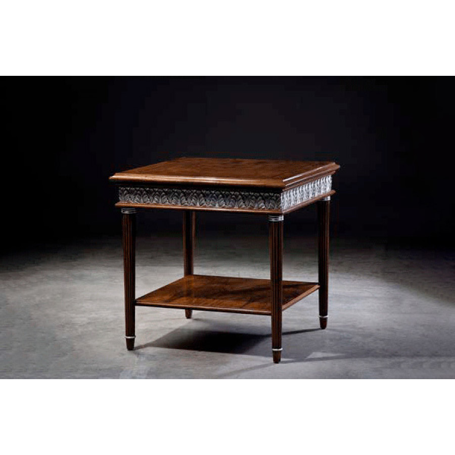 Alexandra - Atenea Square Side Table in Walnut/Silver