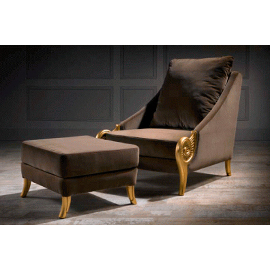 Alexandra - Troya Stationary Solid Print Armchair in Fabric, Armless