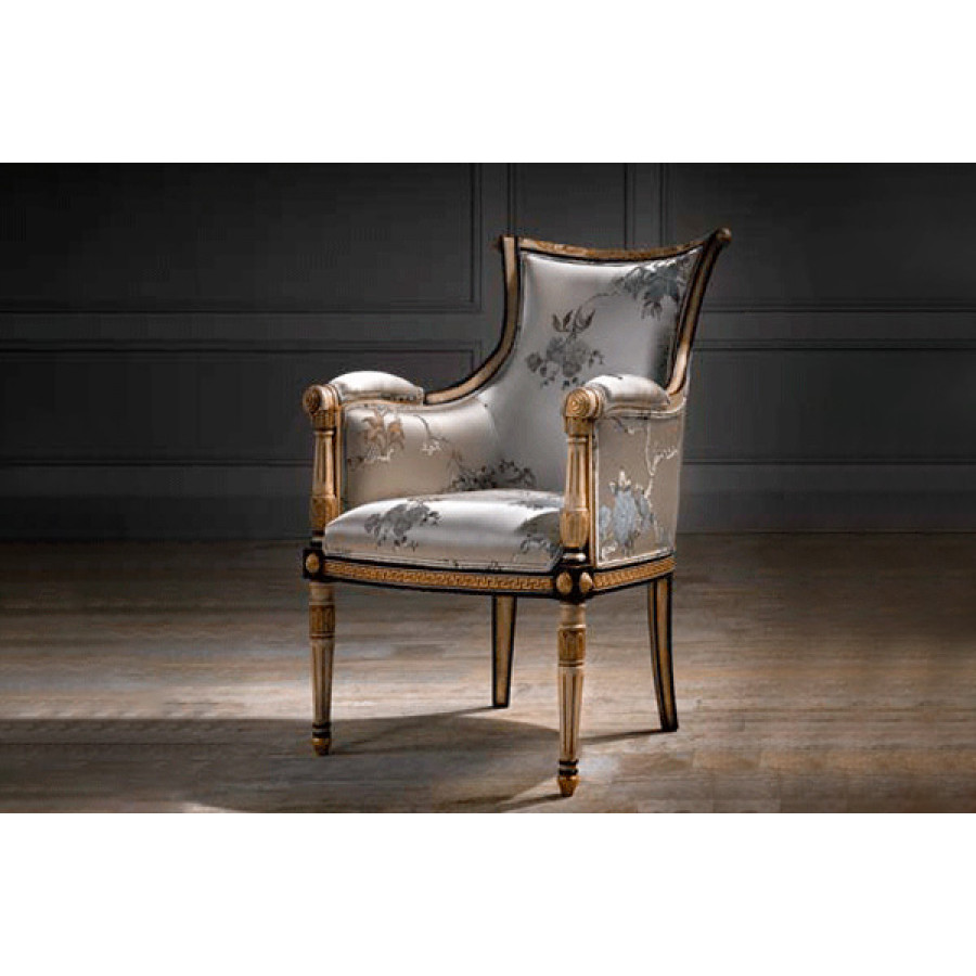 Alexandra - Emili Stationary Pattern Print Armchair in Fabric, Square arms