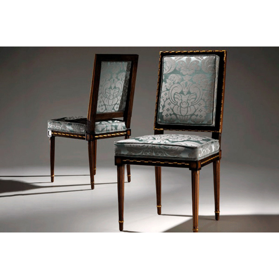 Alexandra - Laura Stationary Pattern Print Chair in Hazelnut/Ebony/Gold, Armless