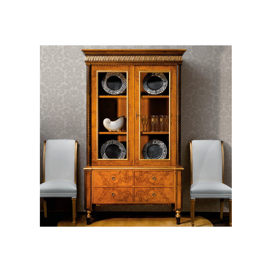 Alexandra - Atenea Rectangled Cabinet in Honey/Walnut Deco/Antique Gold