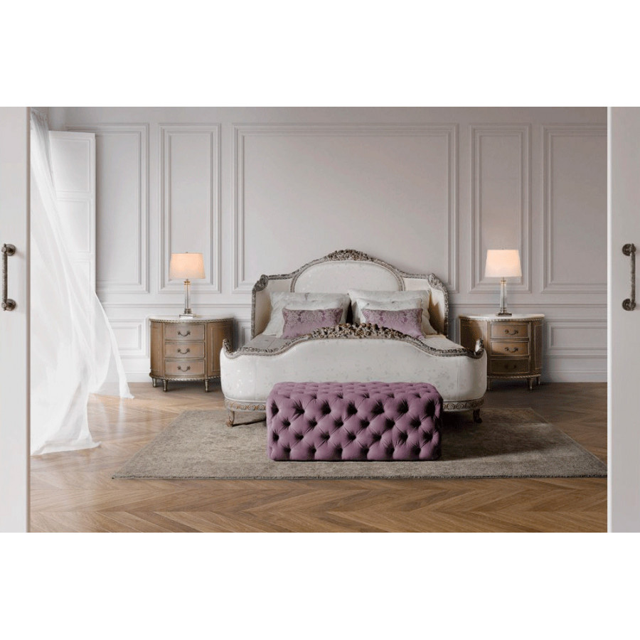 Alexandra - Lucia King Size Bed in White Patina Oak