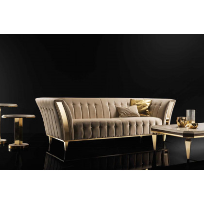 Arredoclassic Diamante Loveseat - Beige/Brown/Gold, Cat. B