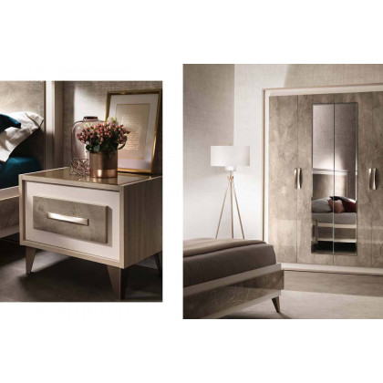 Arredoclassic Arredoambra Bed King Size With Upholstered HB - Light Beige/Brown/Gray, Cat. E
