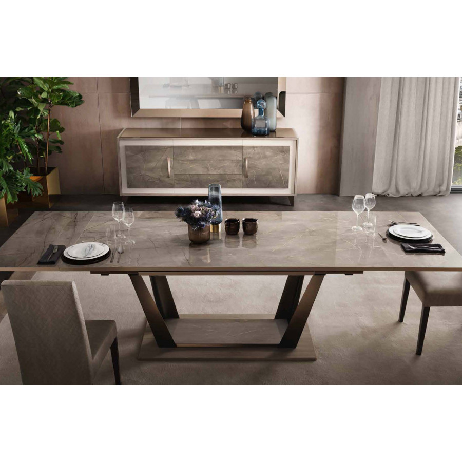 Arredoclassic Arredoambra Dining Rectangular Table Fix Top - Light Beige/Brown/Gray, 160 cm