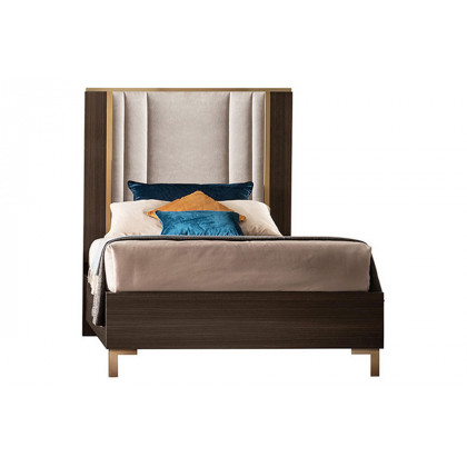 Arredoclassic Essenza Bed Twin Size With Upholstered HB - Brown/Gold, Cat. B