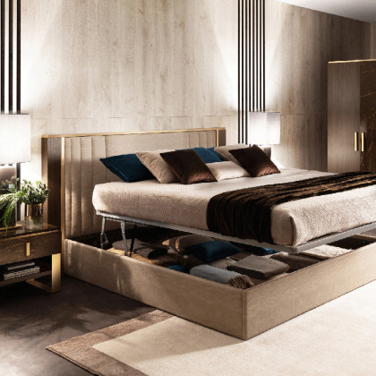 Arredoclassic Essenza Bed King Size Fully Upholstered - Brown/Gold, Cat. E