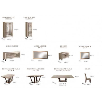 Arredoclassic - Arredoambra Dining Rectangular Table W/2 Ext.