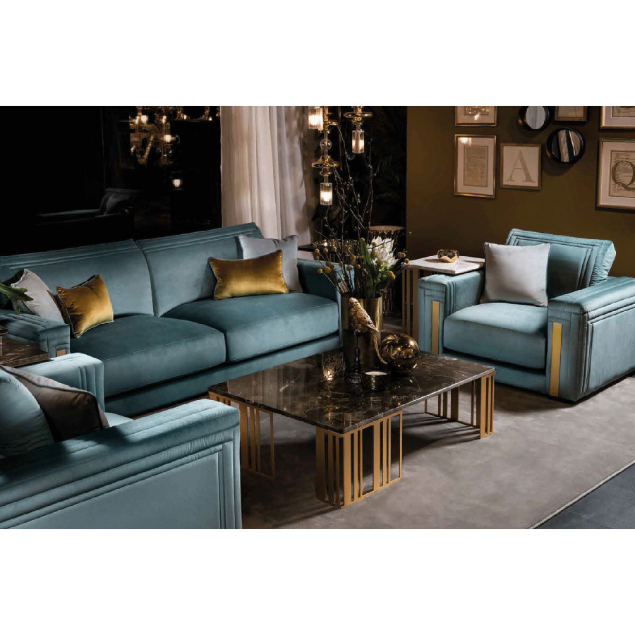 Arredoclassic Atmosfera Cushion - Blue/Gold, 40 x 40 cm