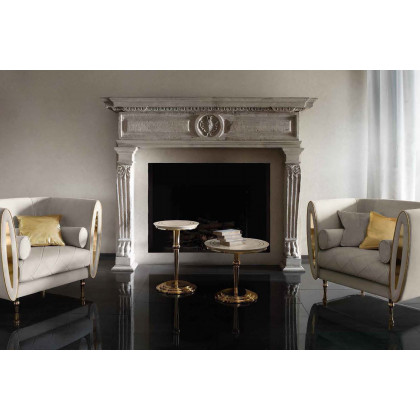 Arredoclassic Sipario End Table - Cream/Gold, D65 x H65 cm