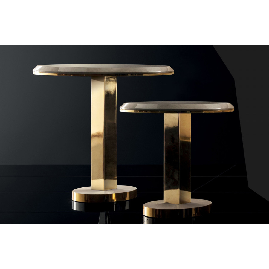 Arredoclassic Diamante End Table - Beige/Brown/Gold, 65 x 65 x 51 cm