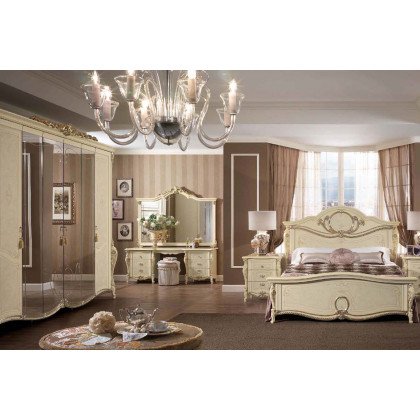 Arredoclassic Tiziano Bed Euro Queen Size - Cream/Gold