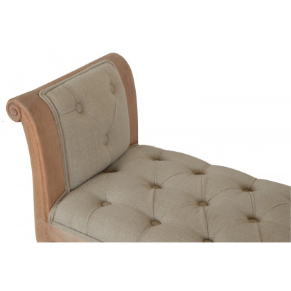 Artisan - Carved French Style Bench in Mud, Linen