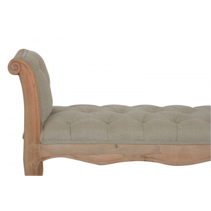 Artisan - Carved French Style Bench in Mud, Linen