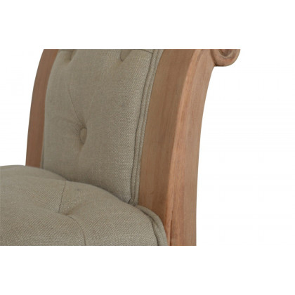 Artisan - Carved French Style Bench in Mud, Linen