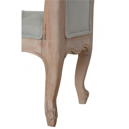Artisan - Carved French Style Bench in Mud, Linen