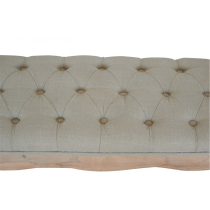 Artisan - Carved French Style Bench in Mud, Linen