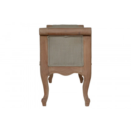 Artisan - Carved French Style Bench in Mud, Linen