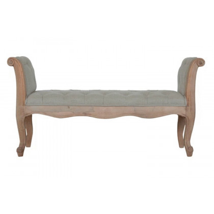 Artisan - Carved French Style Bench in Mud, Linen