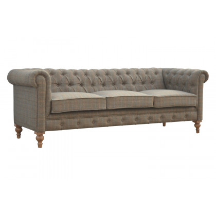Artisan Chesterfield Sofa with 3 Seater - Gray, Multi Tweed
