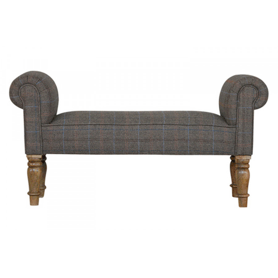 Artisan Bedroom Bench - Pewter, Multi Tweed