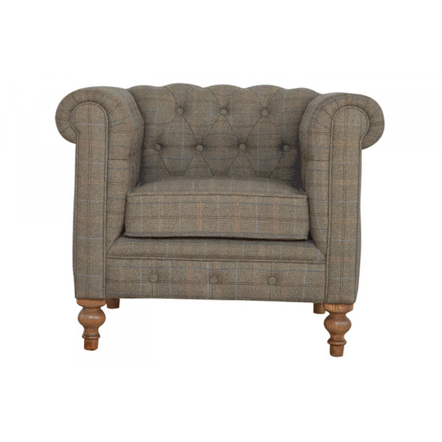 Artisan Chesterfield Armchair - Multi Tweed