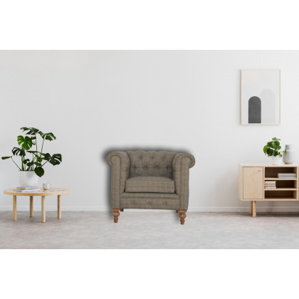 Artisan Chesterfield Armchair - Multi Tweed