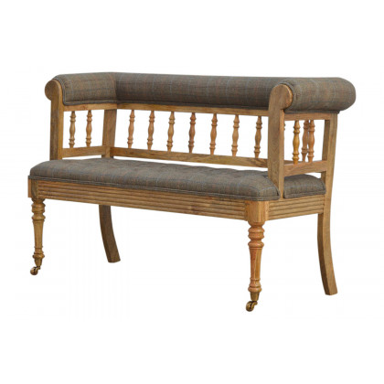 Artisan Deep Button Hallway Bench - Multi Tweed