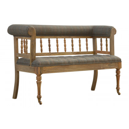 Artisan Deep Button Hallway Bench - Multi Tweed