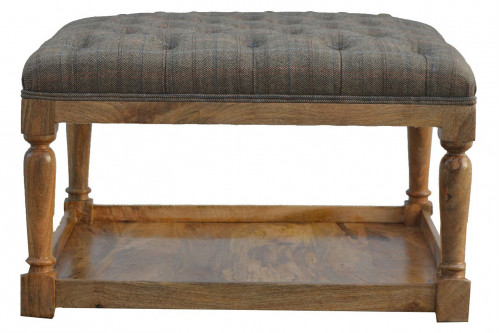 Artisan™ - Multi Tweed Footstool with Shelf