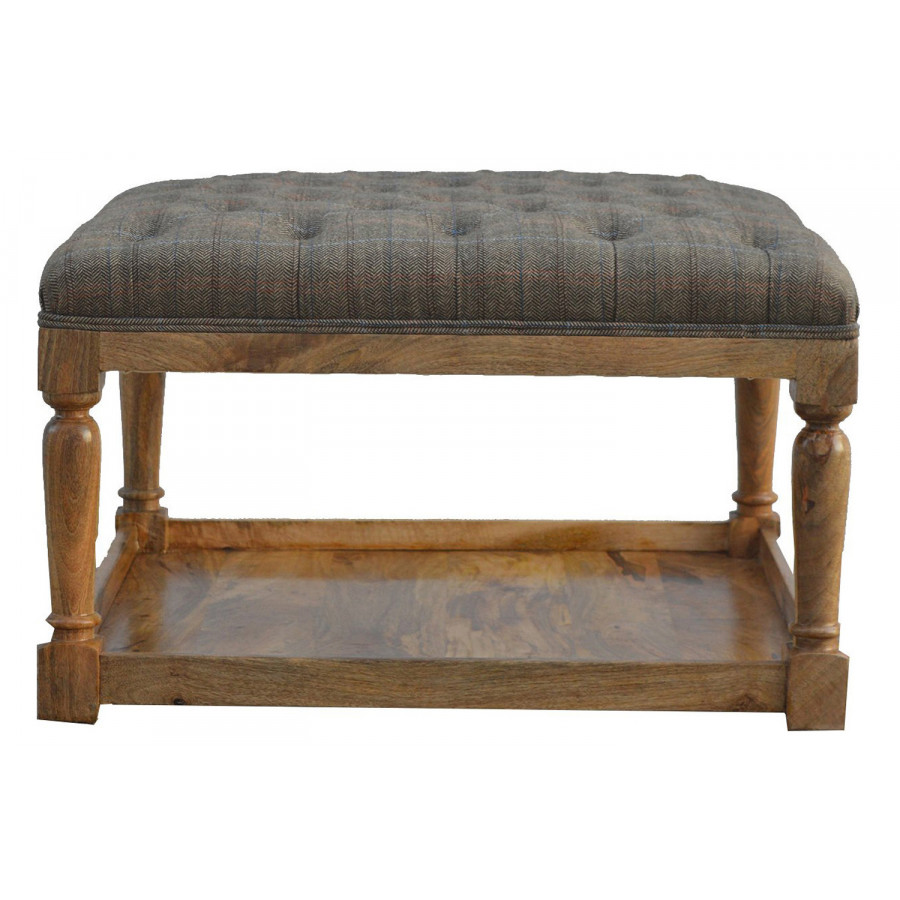 Artisan - Multi Tweed Footstool with Shelf
