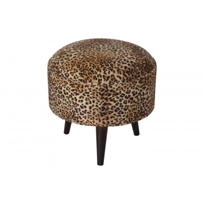 Artisan Nordic Style Footstool - Leopard, Velvet