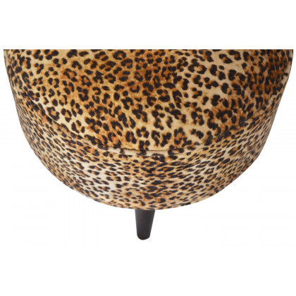 Artisan Nordic Style Footstool - Leopard, Velvet