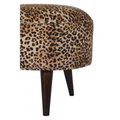 Artisan Nordic Style Footstool - Leopard, Velvet