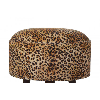 Artisan Nordic Style Footstool - Leopard, Velvet