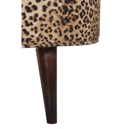 Artisan Nordic Style Footstool - Leopard, Velvet