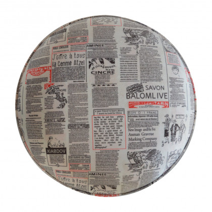 Artisan Round Footstool with News Print