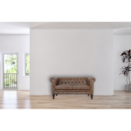 Artisan Chesterfield Sofa with 2 Seater - Brown, Leather